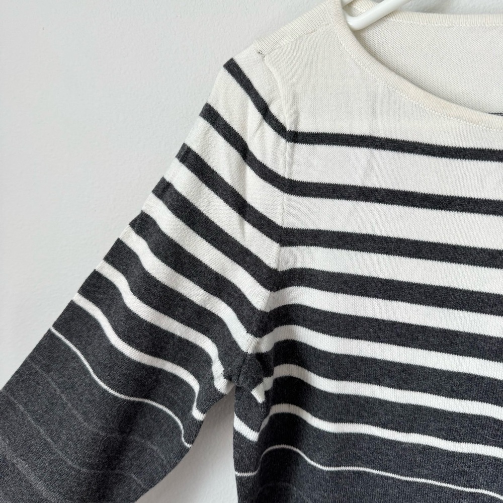 Lauren Ralph Lauren Gray Striped Sweater Dress Size Medium Gray Black White Fall - Picture 5 of 12